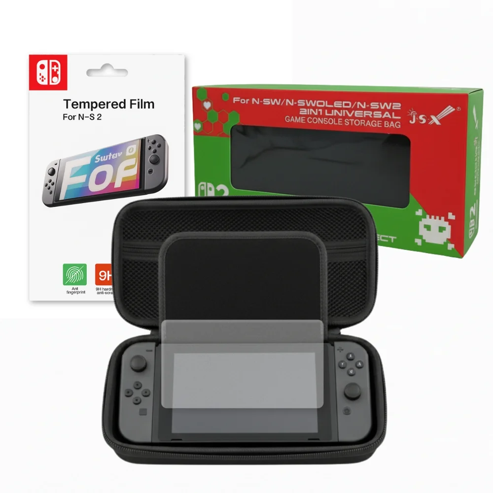 Estojo Capa Viagem + Película Vidro Para Nintendo Switch 2 Estojo Capa Viagem + Película Vidro Para Nintendo Switch 2