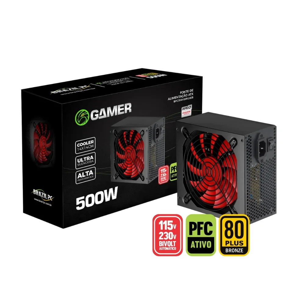 Fonte Atx 500w 80plus Bronze Brazilpc Bpc/500-80plus/b 24 Pinos Fonte Atx 500w 80plus Bronze Brazilpc Bpc/500-80plus/b 24 Pinos