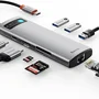 HUB Multifuncional Baseus Metal Gleam 8 Em 1 Azul (USB-C para HDMI*1+USB3.0*3+PD*1+RJ45*1+SD/TF*1)