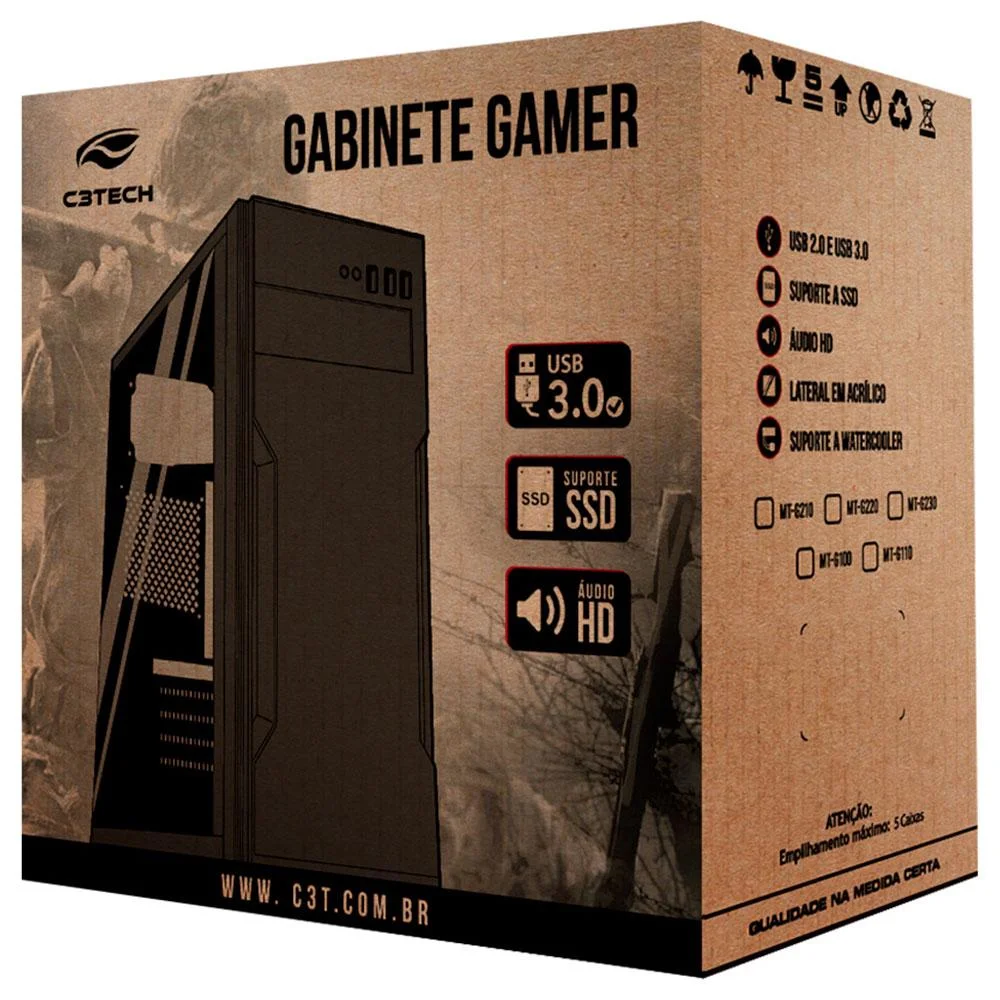 Gabinete Gamer C3tech Mt-g41bk Sem Fonte Preto Gabinete Gamer C3tech Mt-g41bk Sem Fonte Preto