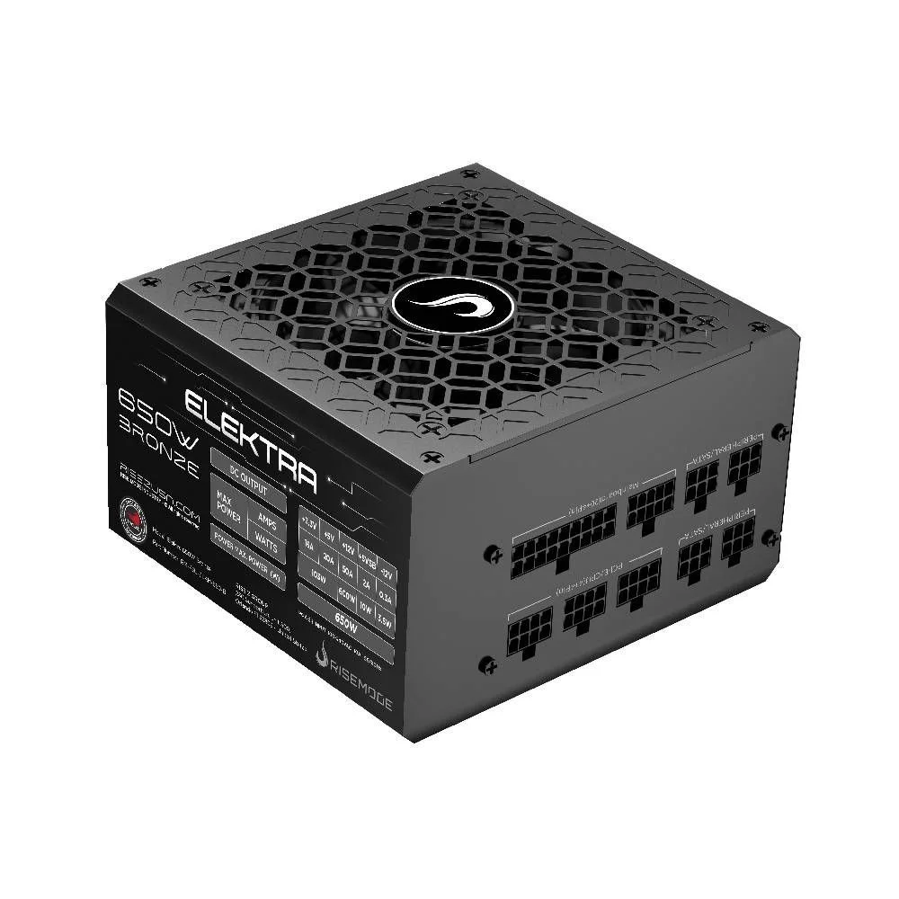 Fonte Gamer Rise Mode Elektra, 650W, Bronze, Full Modular, PFC Ativo, Preto - RM-PSU-ELKM-650-B