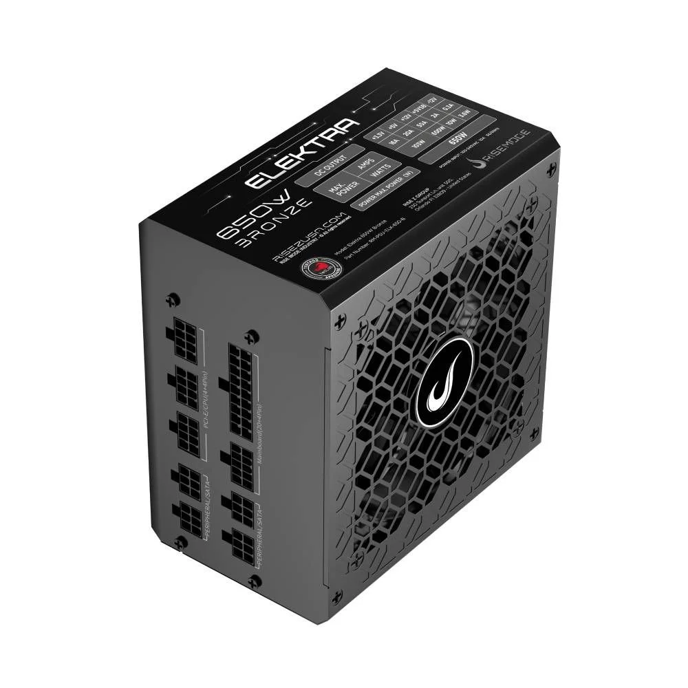 Fonte Gamer Rise Mode Elektra, 650W, Bronze, Full Modular, PFC Ativo, Preto - RM-PSU-ELKM-650-B