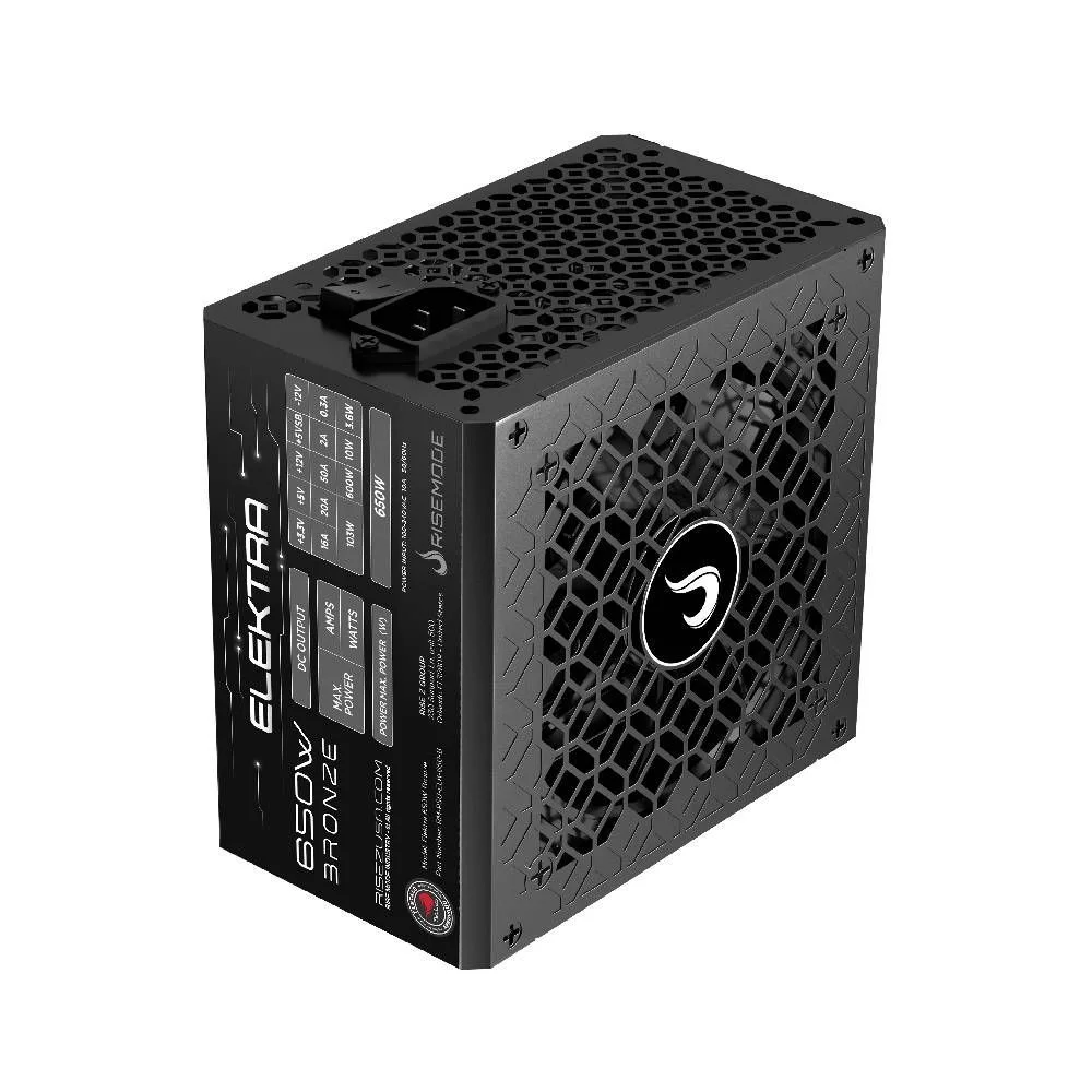 Fonte Gamer Rise Mode Elektra, 650W, Bronze, Full Modular, PFC Ativo, Preto - RM-PSU-ELKM-650-B