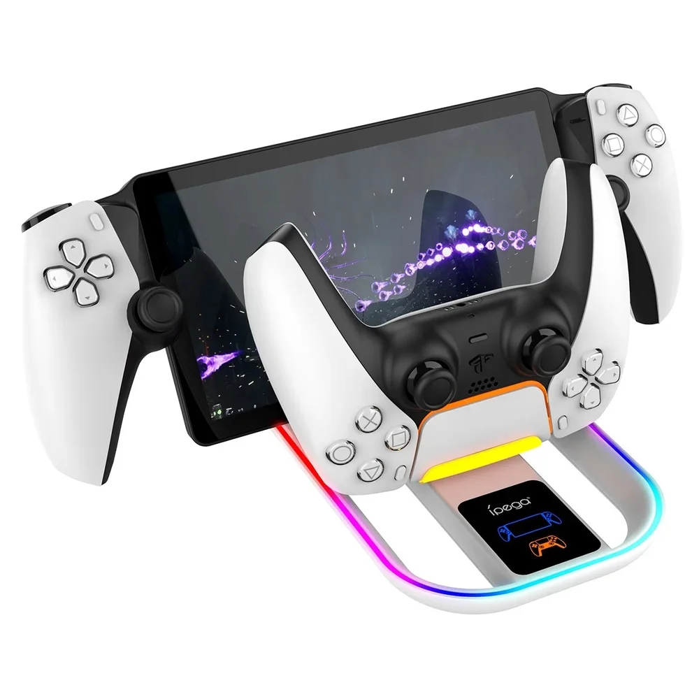 Carregador LED Suporte Para Playstation Portal E Controle Dualsense Branco Carregador LED Suporte Para Playstation Portal E Controle Dualsense Branco