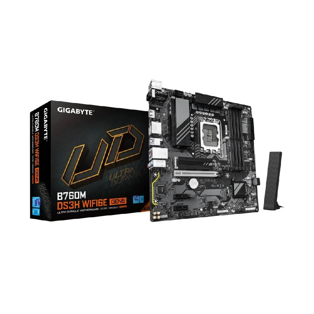 Placa Mãe Gigabyte B760m Ds3h Wifi6e Gen5 LGA 1700 4xDDR5 Chipset Intel B760 Matx Placa Mãe Gigabyte B760m Ds3h Wifi6e Gen5 LGA 1700 4xDDR5 Chipset Intel B760 Matx