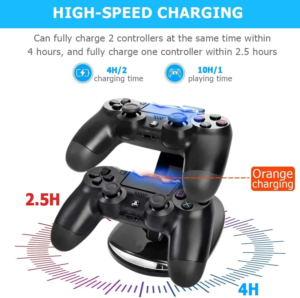 Carregador Para Controle De Ps4, Estação De Carregamento Megadream Playstation 4 Para Sony Ps4 / Ps4 Pro/ps4 Slim Dualshock 4, Suporte Estação De Carregamento Rápido Usb Duplo Com Luz Indicadora LED Carregador Para Controle De Ps4, Estação De Carregamento Megadream Playstation 4 Para Sony Ps4 / Ps4 Pro/ps4 Slim Dualshock 4, Suporte Estação De Carregamento Rápido Usb Duplo Com Luz Indicadora LED