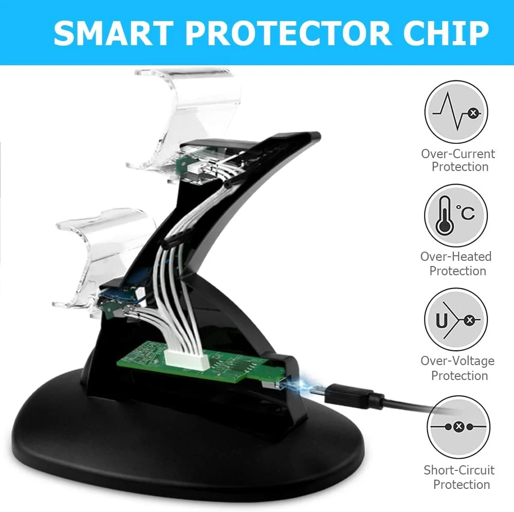 Carregador Para Controle De Ps4, Estação De Carregamento Megadream Playstation 4 Para Sony Ps4 / Ps4 Pro/ps4 Slim Dualshock 4, Suporte Estação De Carregamento Rápido Usb Duplo Com Luz Indicadora LED Carregador Para Controle De Ps4, Estação De Carregamento Megadream Playstation 4 Para Sony Ps4 / Ps4 Pro/ps4 Slim Dualshock 4, Suporte Estação De Carregamento Rápido Usb Duplo Com Luz Indicadora LED