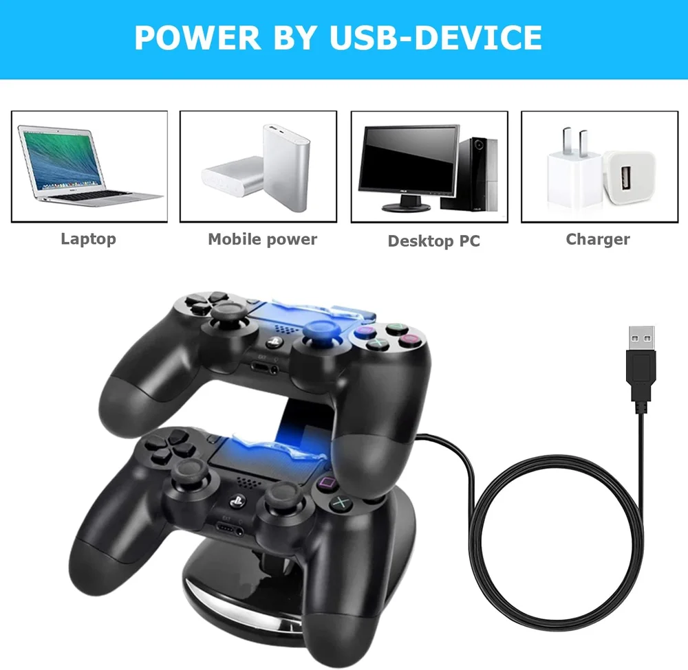 Carregador Para Controle De Ps4, Estação De Carregamento Megadream Playstation 4 Para Sony Ps4 / Ps4 Pro/ps4 Slim Dualshock 4, Suporte Estação De Carregamento Rápido Usb Duplo Com Luz Indicadora LED Carregador Para Controle De Ps4, Estação De Carregamento Megadream Playstation 4 Para Sony Ps4 / Ps4 Pro/ps4 Slim Dualshock 4, Suporte Estação De Carregamento Rápido Usb Duplo Com Luz Indicadora LED