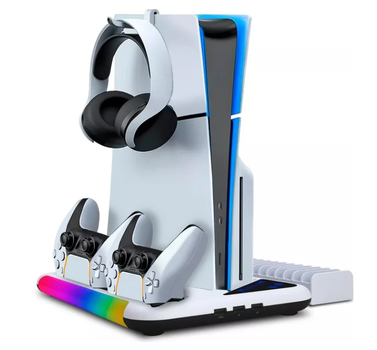 Suporte Cooler Resfriamento Ps5 Normal Ps5 Slim Ps5 Pro Carrega 2 Controles Suporte Cooler Resfriamento Ps5 Normal Ps5 Slim Ps5 Pro Carrega 2 Controles