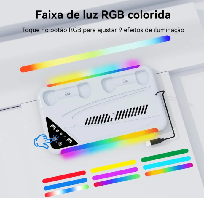Suporte Cooler Resfriamento Ps5 Normal Ps5 Slim Ps5 Pro Carrega 2 Controles Suporte Cooler Resfriamento Ps5 Normal Ps5 Slim Ps5 Pro Carrega 2 Controles