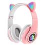 Fone De Ouvido Over-ear Gamer Sem Fio Cat Stn-28 Rosa Com Luz LED