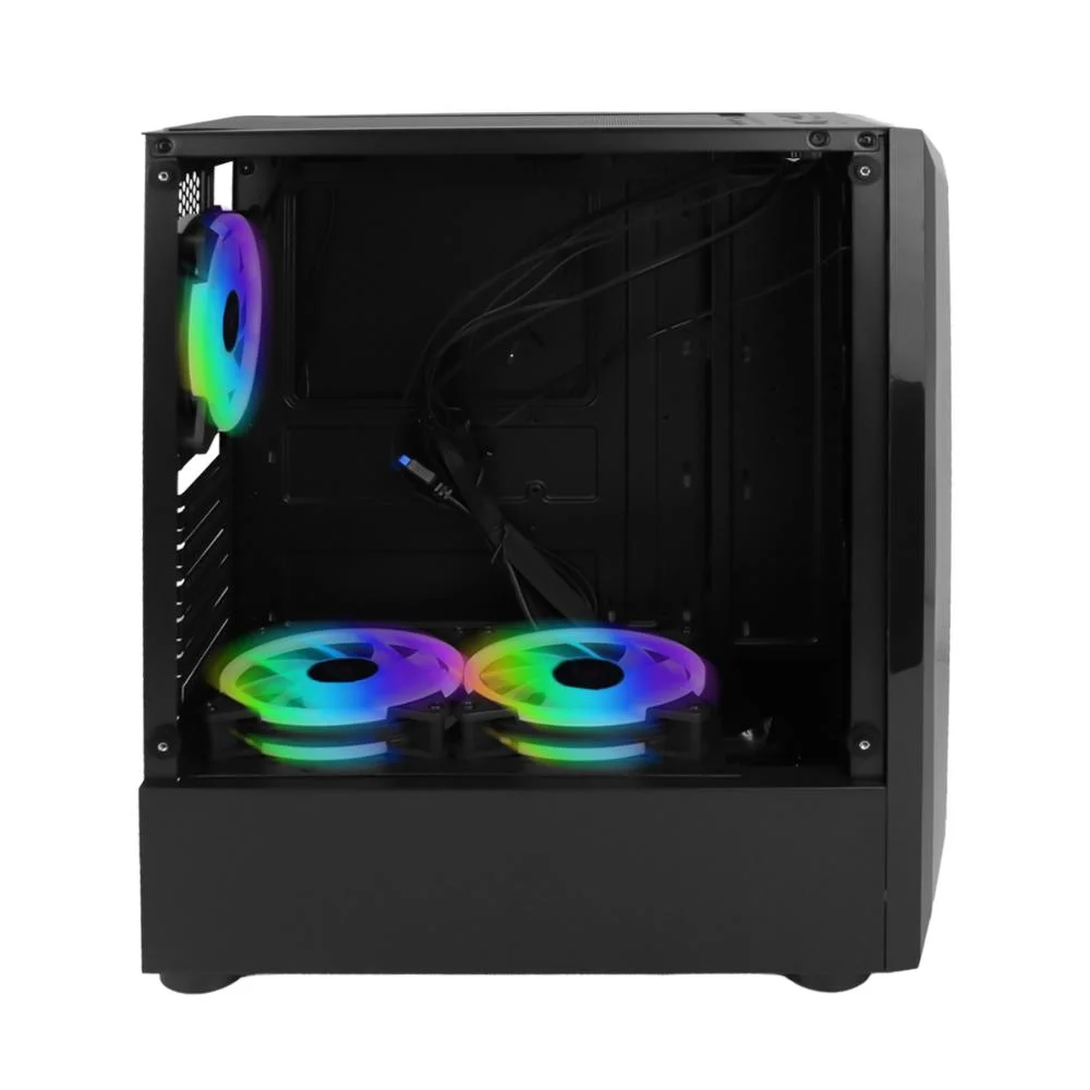 Gabinete Gamer Mid Tower Com 3 Fans RGB 12cm, Vidro Temperado E Usb 3.0 Gabinete Gamer Mid Tower Com 3 Fans RGB 12cm, Vidro Temperado E Usb 3.0