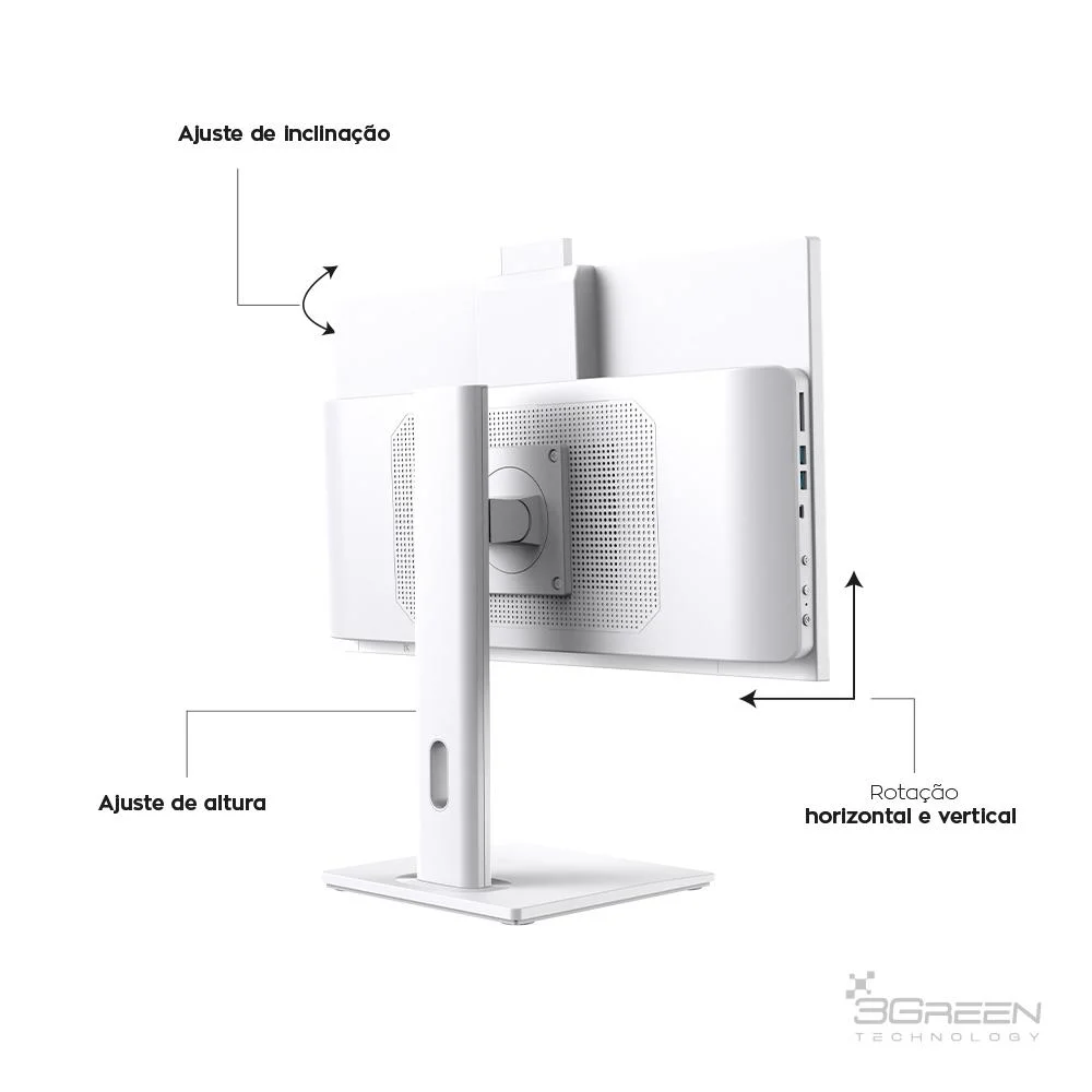 "Computador All In One 24"" Branco, Intel i3 9100, 16gb Ddr4, SSD 256gb, WINDOWS 11  , Webcam, Wi-fi, 3green Unique" em Campinas - foto 2