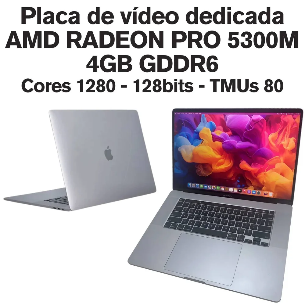 "Usado - Macbook Pro  Intel Core i7 SSD 500gb 16gb Ddr4 Tela 16"" Vídeo Dedicado Amd 5300m Touch Id Touch Bar" - view 3