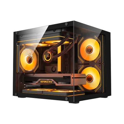 Gabinete Gamer Duex Aquario, Mid-tower, Lateral E Frontal De Vidro, Preto, 3x Fans RGB - Dxga325bk