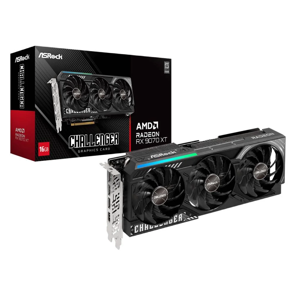 Placa De Vídeo Asrock Amd Radeon Rx 9070 Xt Challenger 16gb Gddr6 256 Bits - 90-ga61zz-00uanf Placa De Vídeo Asrock Amd Radeon Rx 9070 Xt Challenger 16gb Gddr6 256 Bits - 90-ga61zz-00uanf
