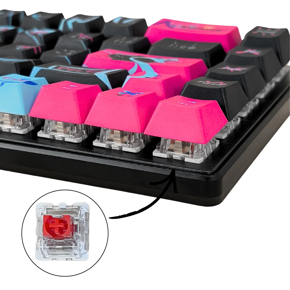 Teclado Mecânico TKL Sem Fio Preto e Rosa Aitek